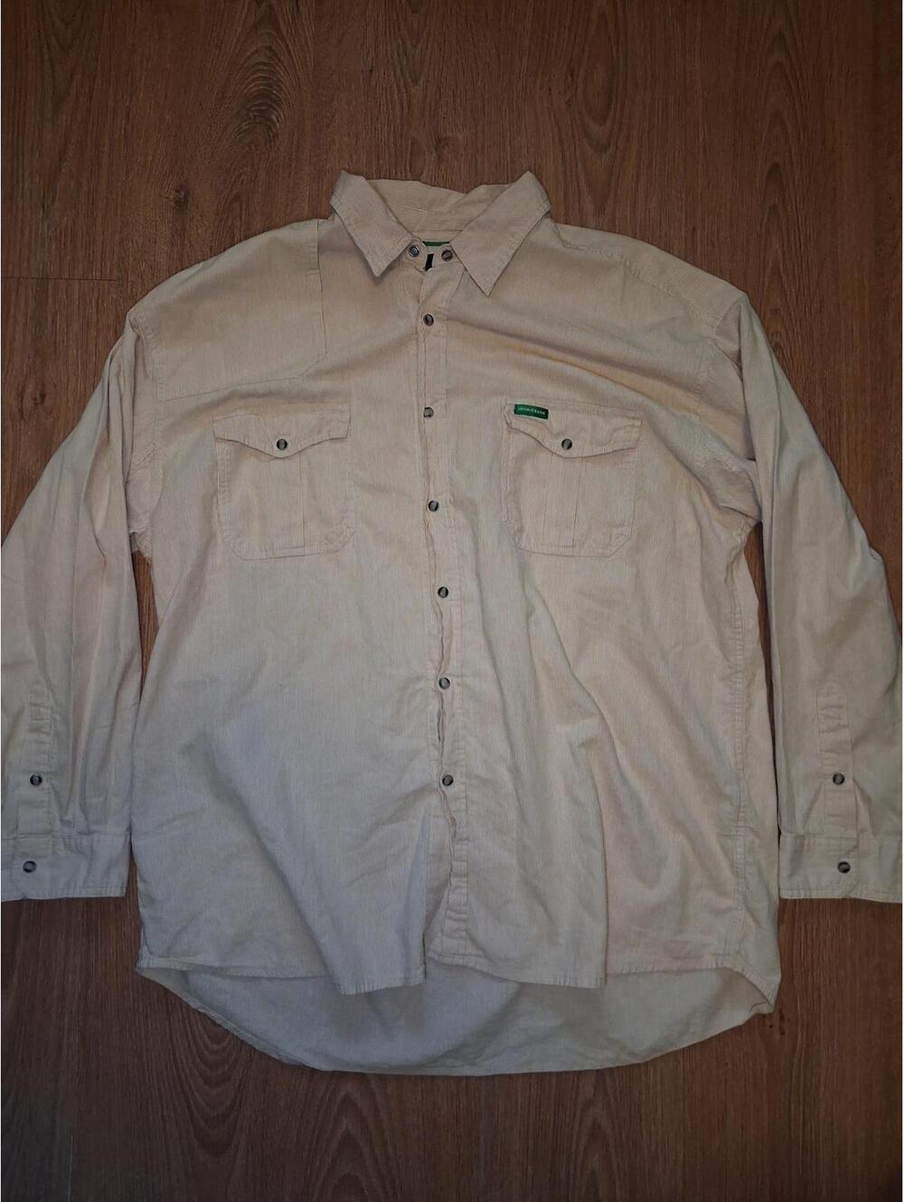 John Deere Pearl Snap Shirt Mens XXL Orange Striped Cotton